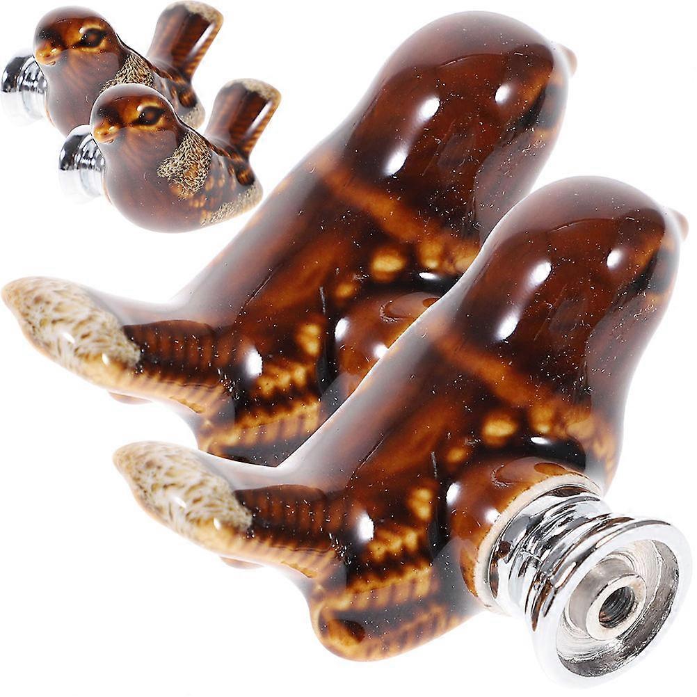 Vintage Cabinet Knobs for Drawer Pulls 4Pcs Light Brown Ceramic Zinc Alloy