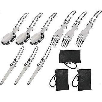 Camping cutlery set of 3 (fork/knife/spoon)
