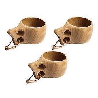 3x Nordic Style Handmade Backpack Wooden mug and cup for Camping Hiking Survival