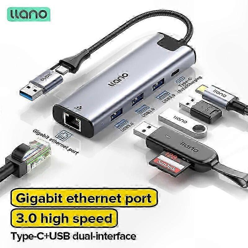 Compact USB 3.0 Dock with Ethernet & Dual USB Types