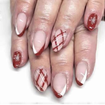 Red French Almond Press On Nails