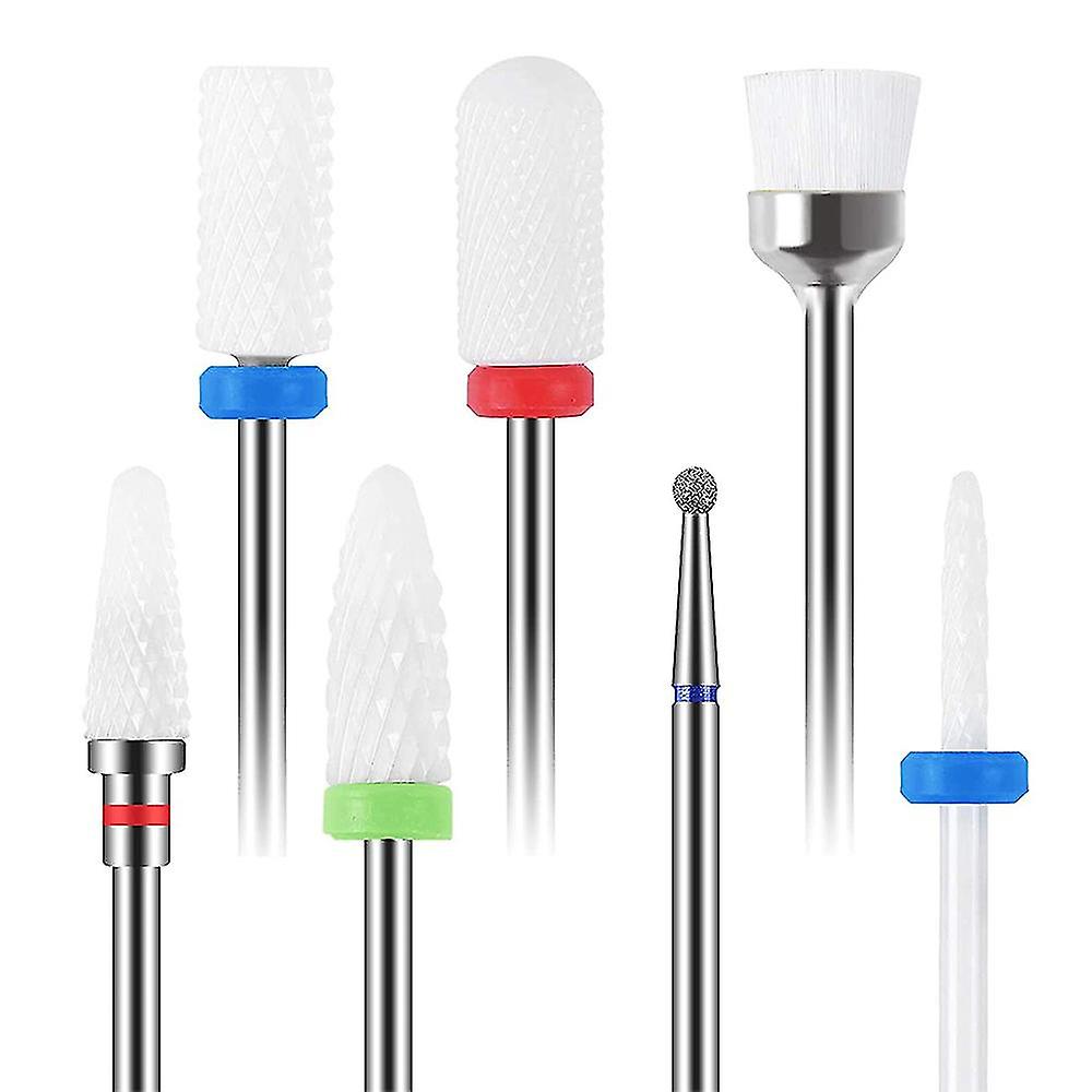 7pcs Ceramic Nail Drill Bits Set Professional Remove Gel Acrylic Cutic