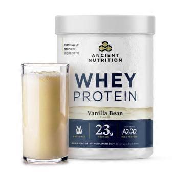 Ancient Nutrition Grass Fed Whey Protein, Vanilla Bean, 23g Protein, 20 Servings
