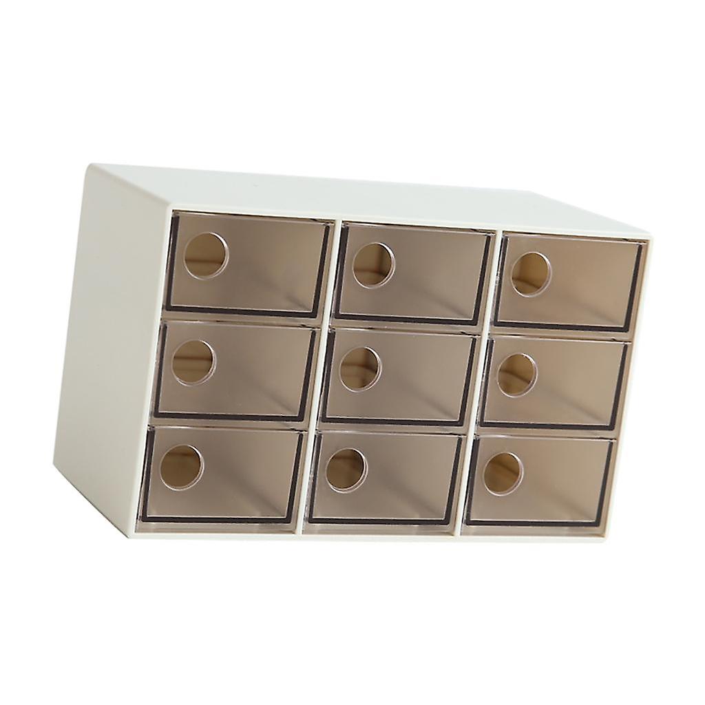 Japanese Creative Drawer Storage Box Desktop Storage Box Brown 9 Grid