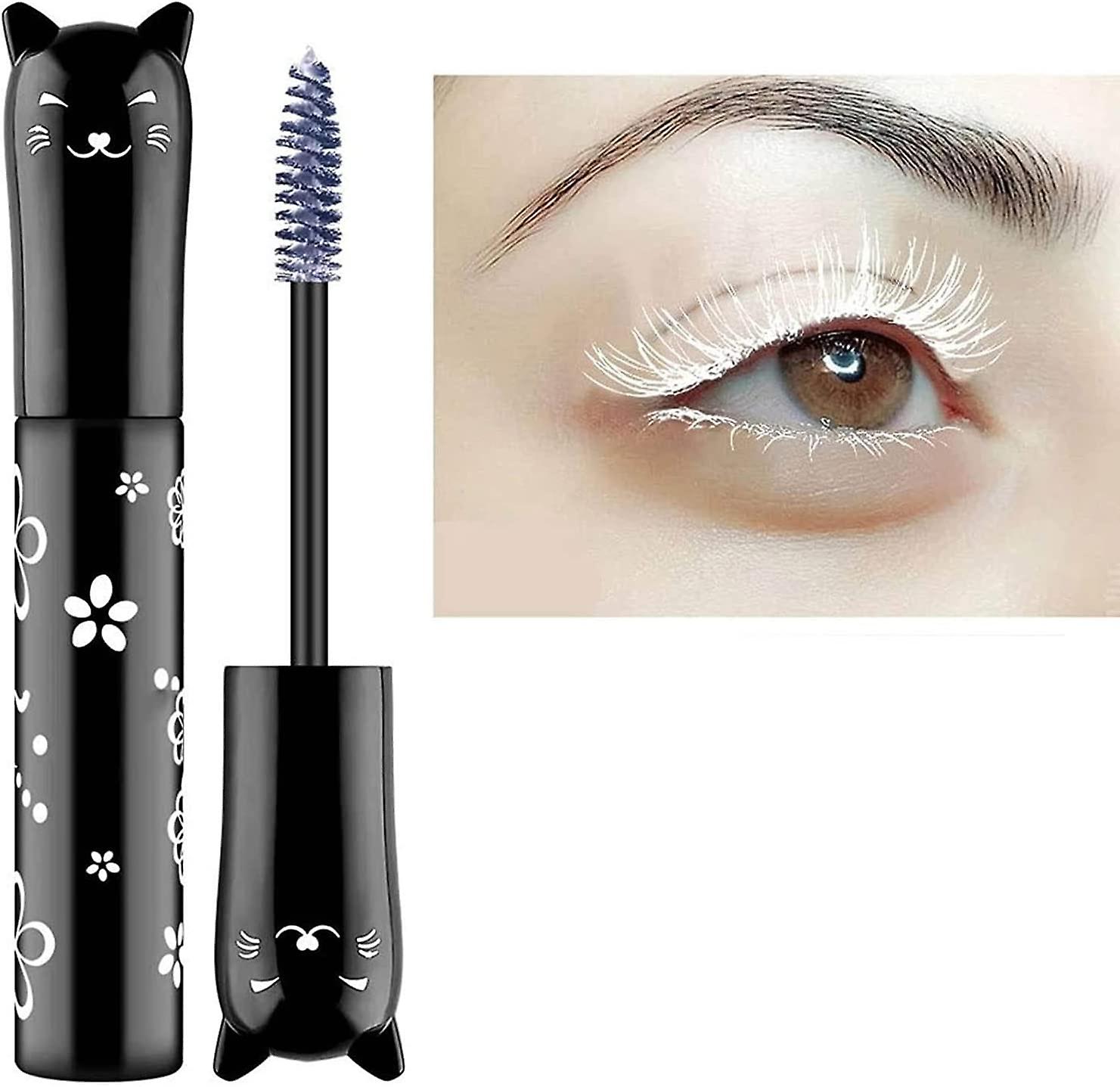 Cat Eye Mascara Eyes Makeup Color Mascara Waterproof Fast Dry Eyelashes Curling Lengthening Makeup Eye Lashes Party Stage white
