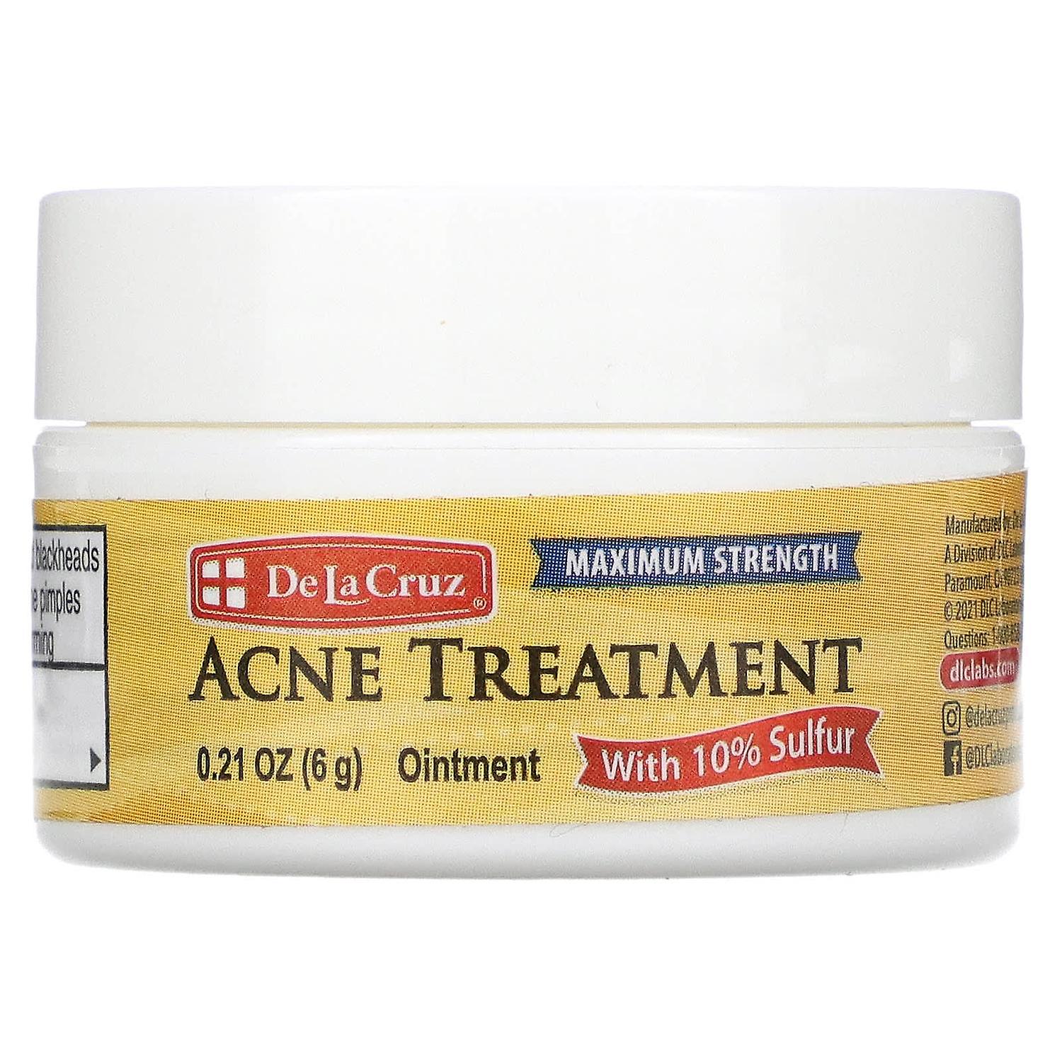 De La Cruz, مرهم لعلاج حب الشباب يحتوي على 10٪ كبريت، أقصى قوة، 0.21 أونصة (6 جم)