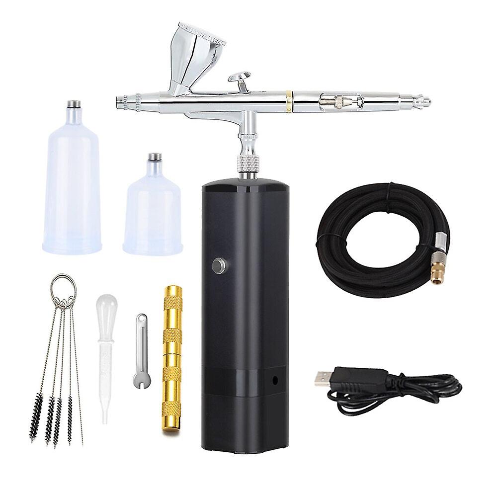Airbrush Kit Mini Beauty Air Brush Set With Compressor Spray Gun 0.3 Mm Needle For Makeup Nails Art Painting Cake Decorating