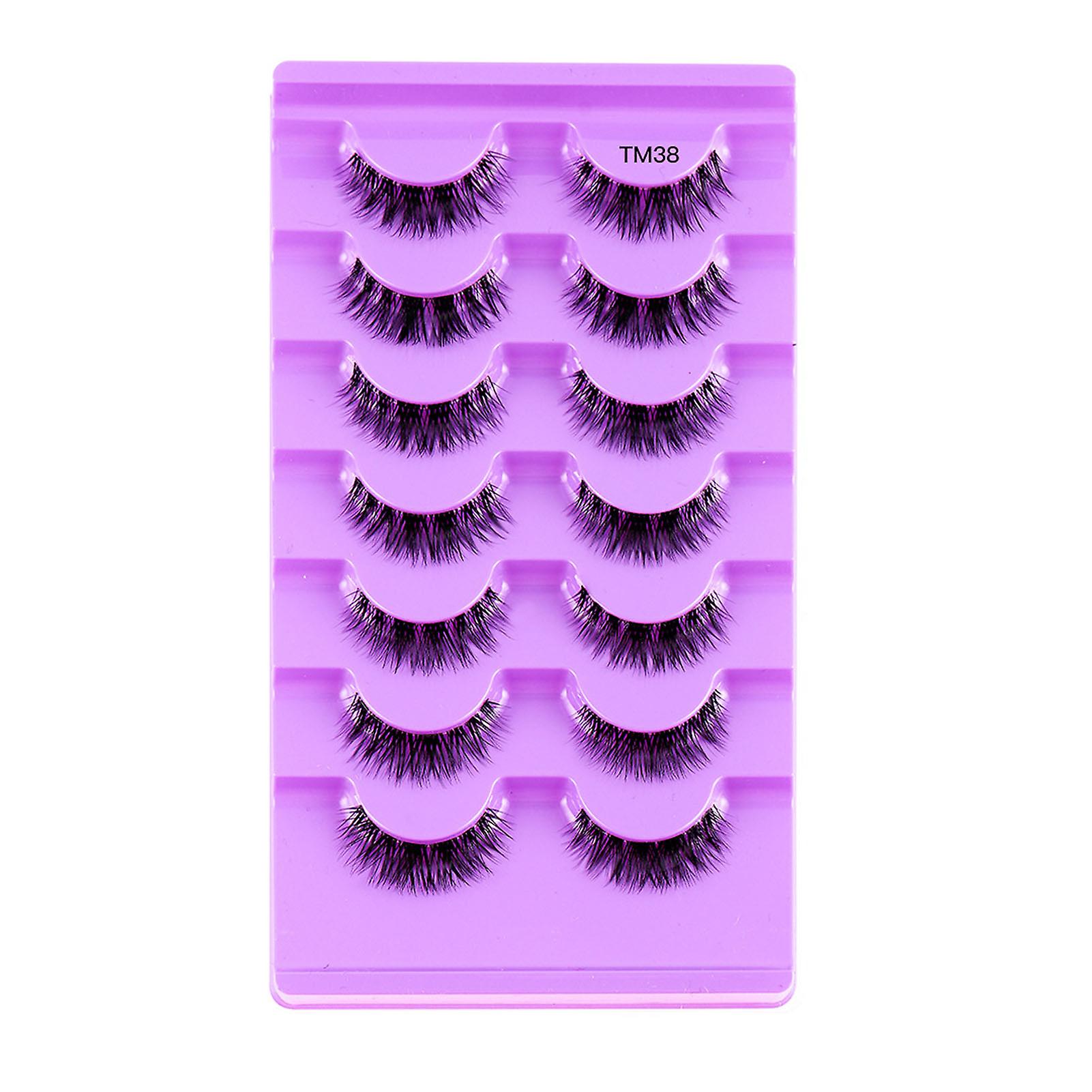 7 Pairs False Eyelashes Pack Soft Sharpened Tips Long Wispy Lashes