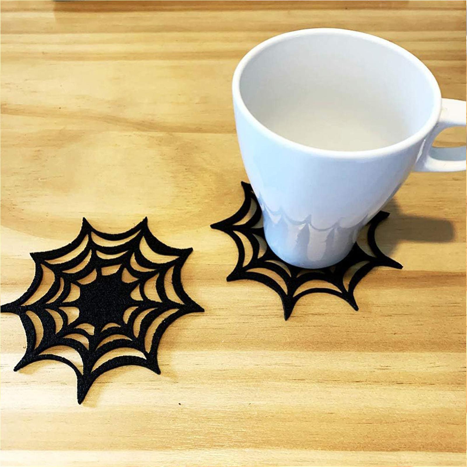 Halloween Spider Web Table Placemat Halloween Luminous Table Cup Coaster For Halloween Themed Parties