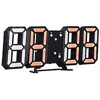 3D Led Digital Clock Electronic Table Clock Alarm Clock Wall Glowing Hanging Clock, Orange Black Display - Orange Black Display