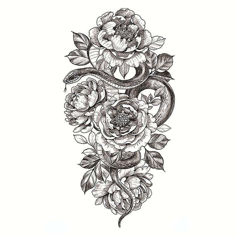 1 Piece Waterproof Rose Dark Element Tattoo Sticker - Unique Waist Rose Character Unicorn Design For Personalized Creativity
