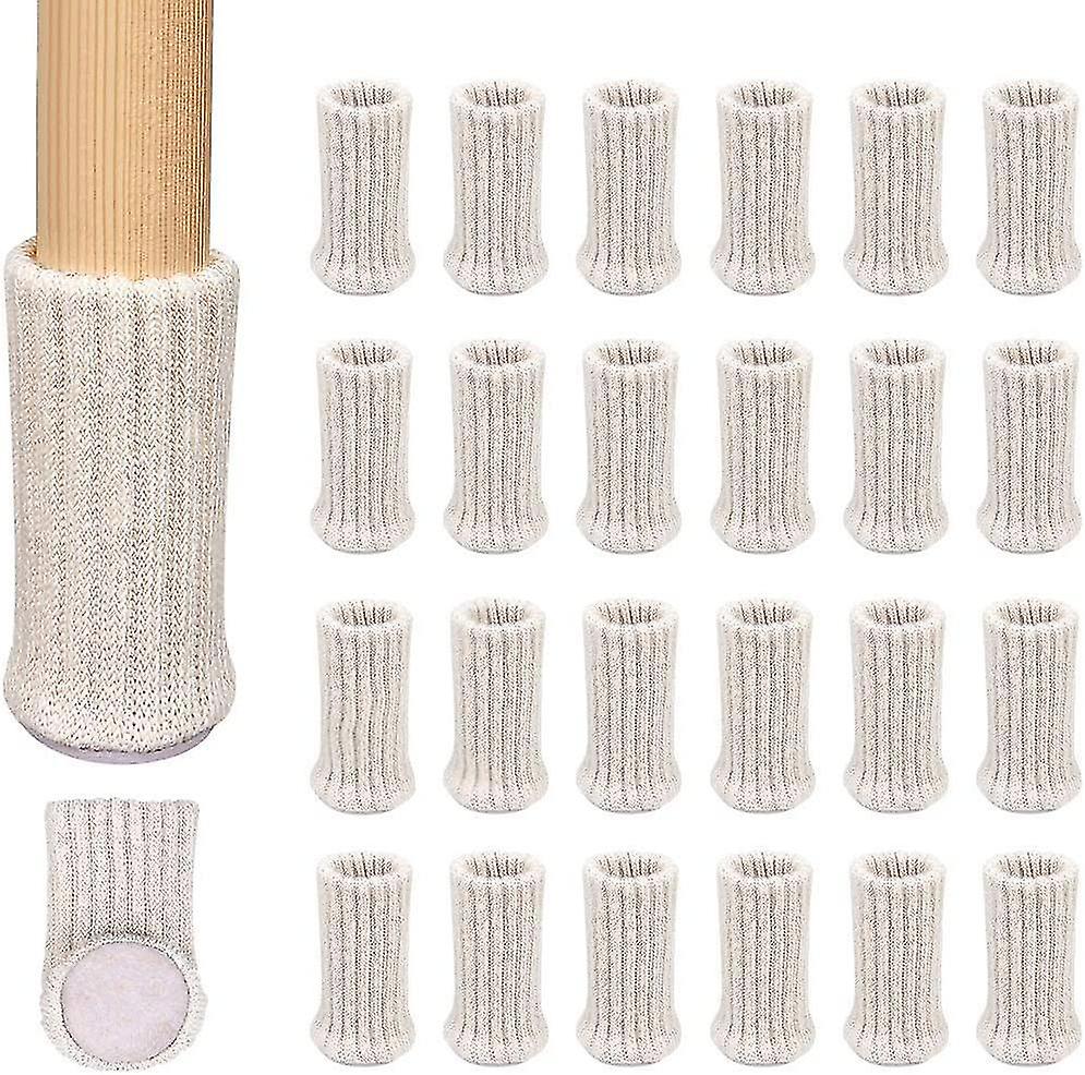 24 Furniture Chair Socks Knitted Anti-slip To Prevent Scratches And Reduce Noise, Easy To Move, Beig
