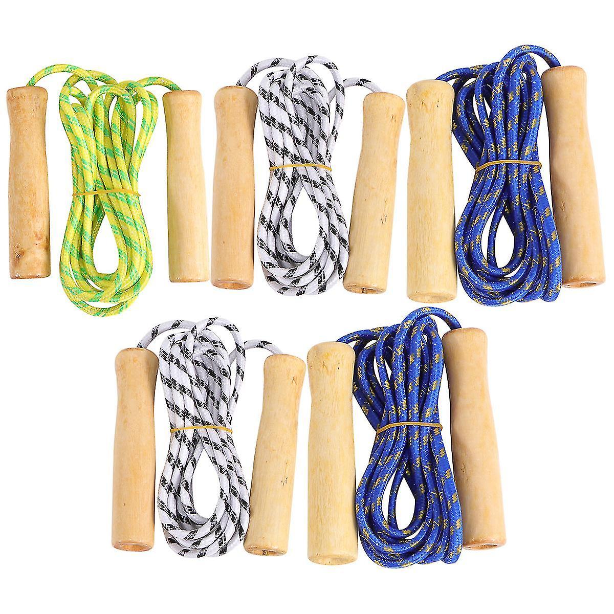 5pcs Wooden Handle Jumping Rope Exercise Skipping Rope Multi-purpose Jumping Rope Sports Fitness Ski