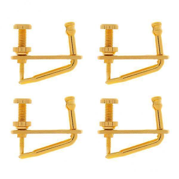 2x4pcs Golden Plated Violin String Fine Tuner Adjuster Part for 4/4 3/4 Violin