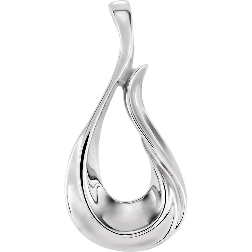 14Kホワイトゴールド28.25x13.25mmポリッシュメタルファッションペンダントネックレス-女性用ペンダント - 3.1グラム