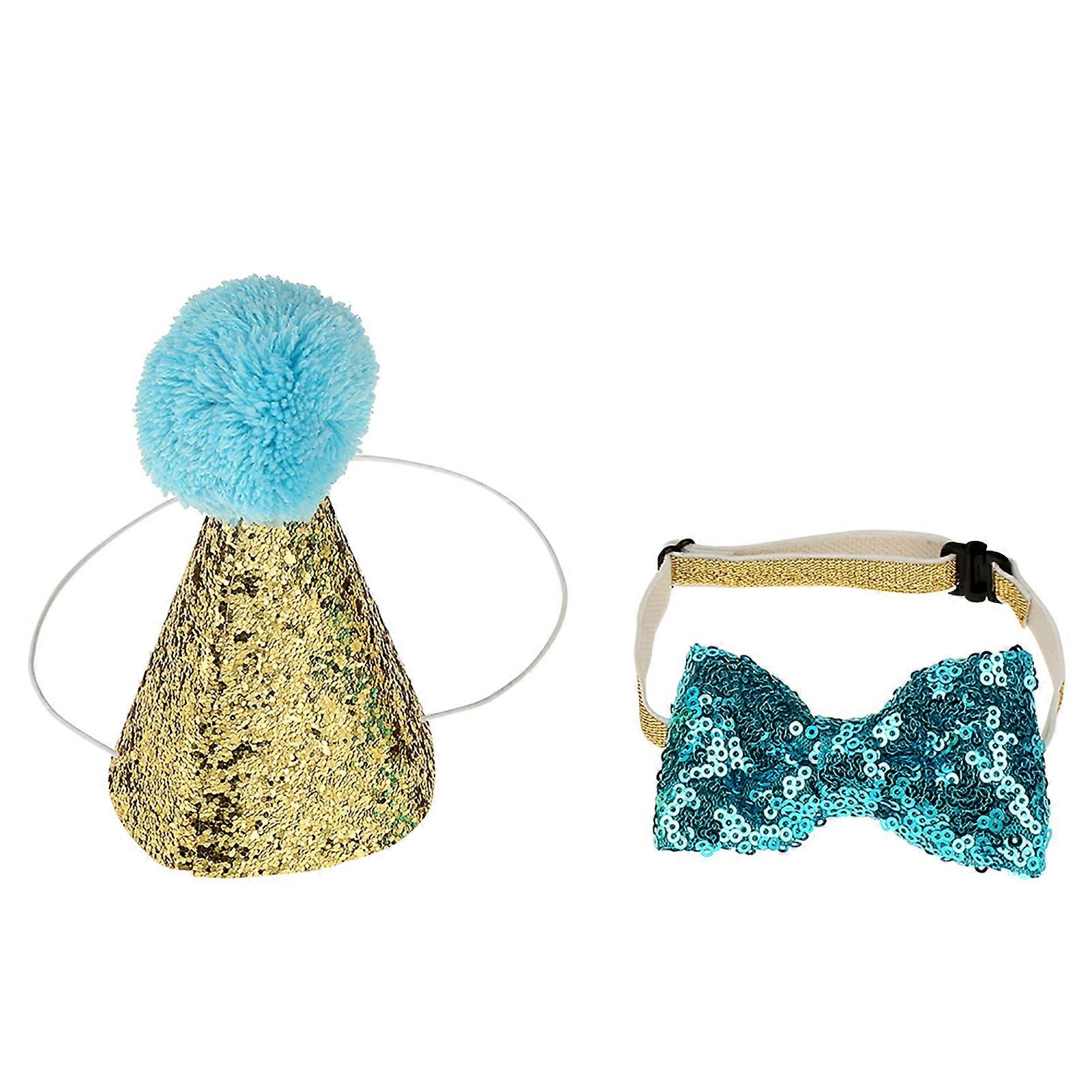 Cute Pet Cat Dog Birthday Hats with Bowknot, Adjustable Party Costume Headwear, Comfortable Fit for Small to Medium Pets