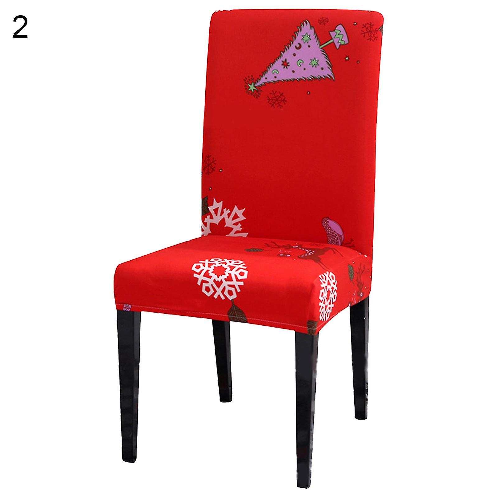 Chair Cover Stretchable Comfortable Touch Polyester Christmas Element Pattern Chair Slipcover For Home Q