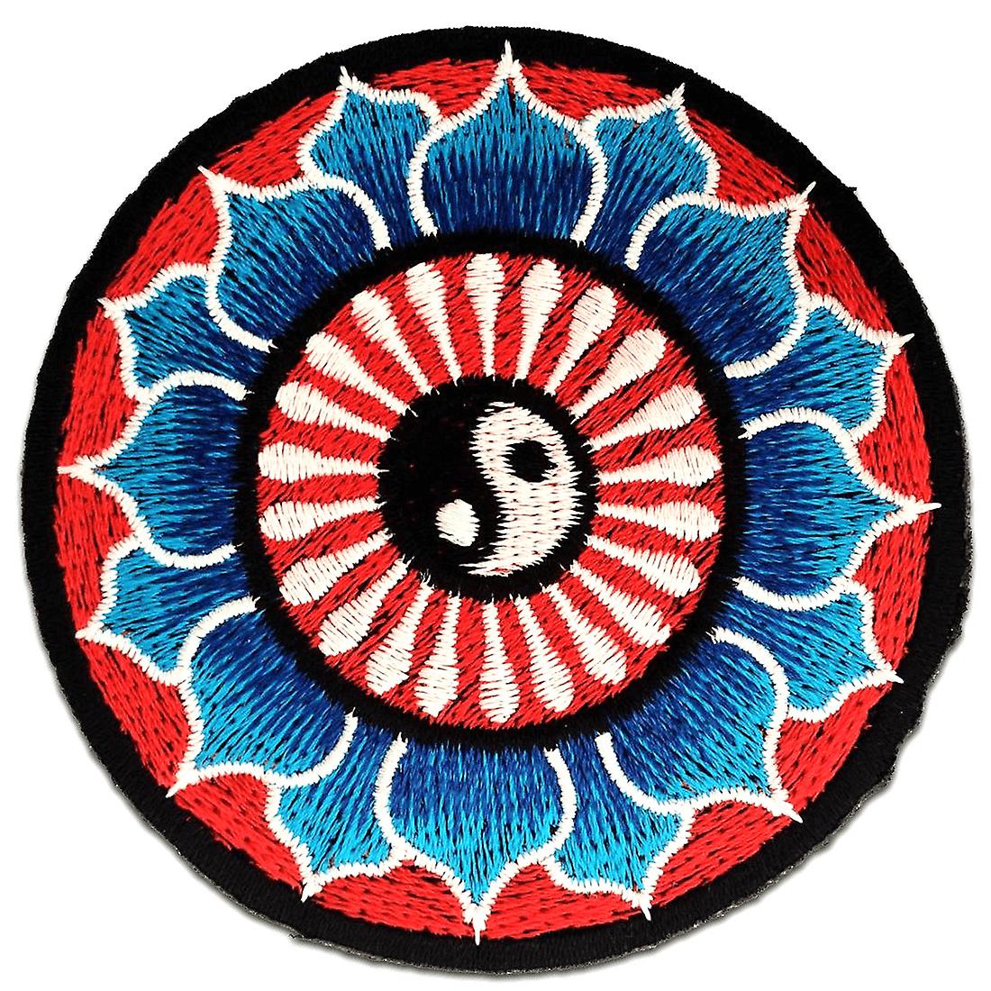 Patch / iron-on patch - Lotus yin Yang spiritual - multiple colors selectable - Ø8 cm - patch