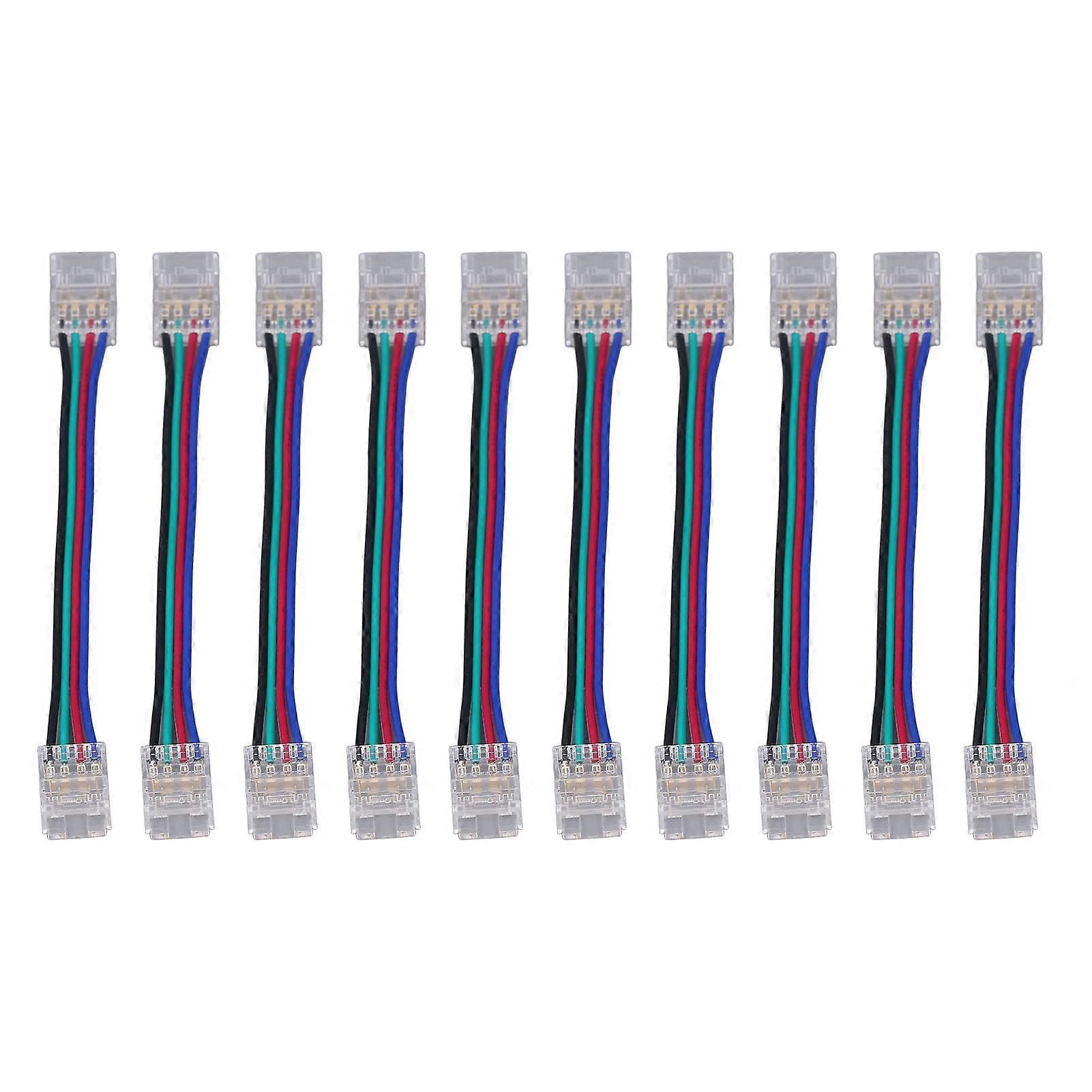 10x 4Pin RGB LED Strip Connectors 10mm No-Solder Dual-Ended Adapters Secure Terminal Extension Wires for 4 Core RGB LED Light Strip