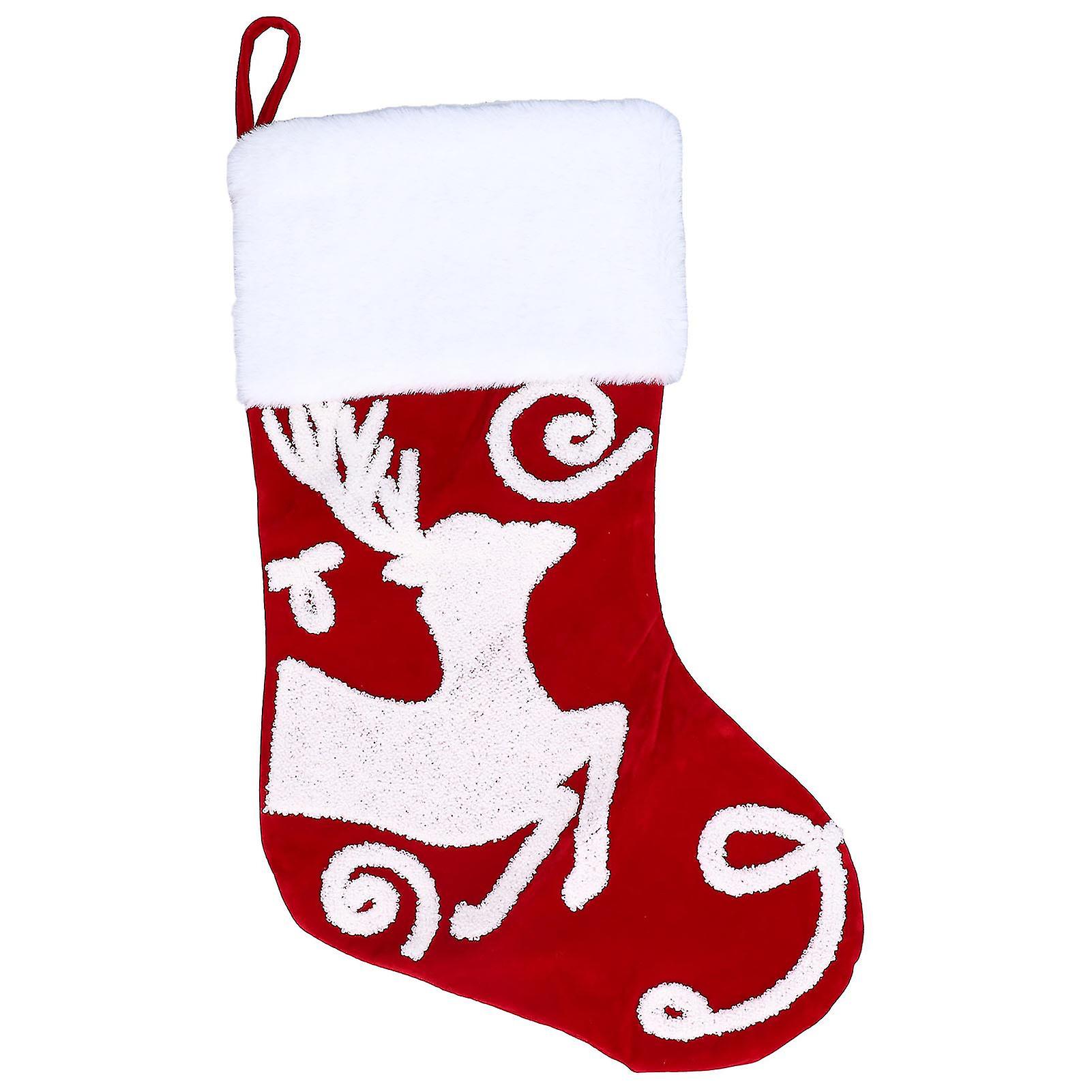 Deer-Design Christmas Stocking Ornament for Tree or Fireplace Decor