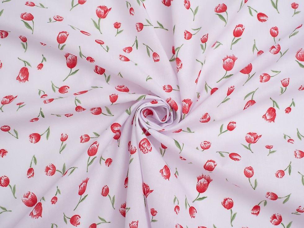 Printed Polycotton Fabric Red - per metre