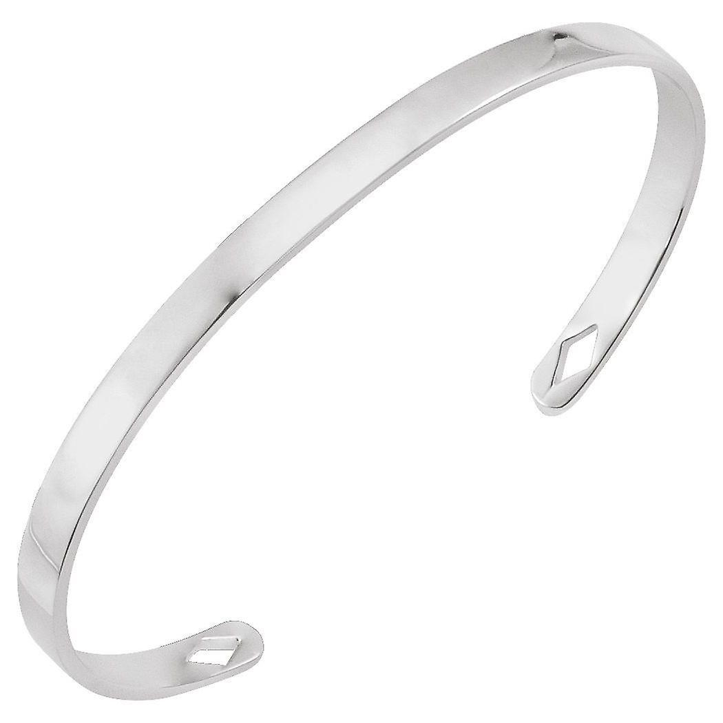 Pulseira rígida empilhável de prata esterlina 925 polida de 18 cm (7 polegadas) para mulheres.