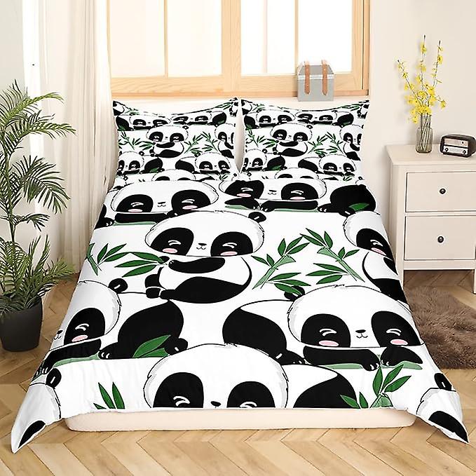 어린이 만화 팬더 침구 세트 귀여운 동물 이불 커버 소년 침실 장식 카와이 팬더 이불 커버 세트