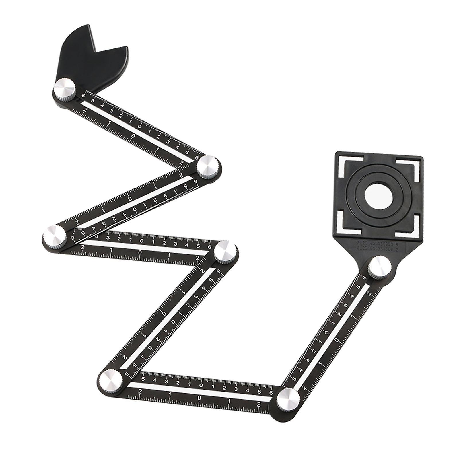 Aluminum Alloy Multi Angle Measuring Ruler with Fish Tail for DIY Tilers 3 holes
