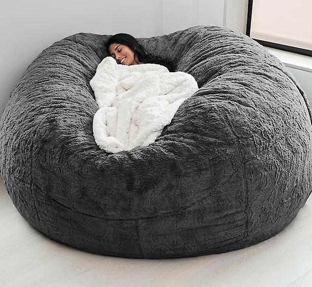 Big Bean Bag Sofa Puff No Filler Floor Seat Futon Lazy Sofa Bed Couch Tatami Comfy Lounge Chair Dark Grey