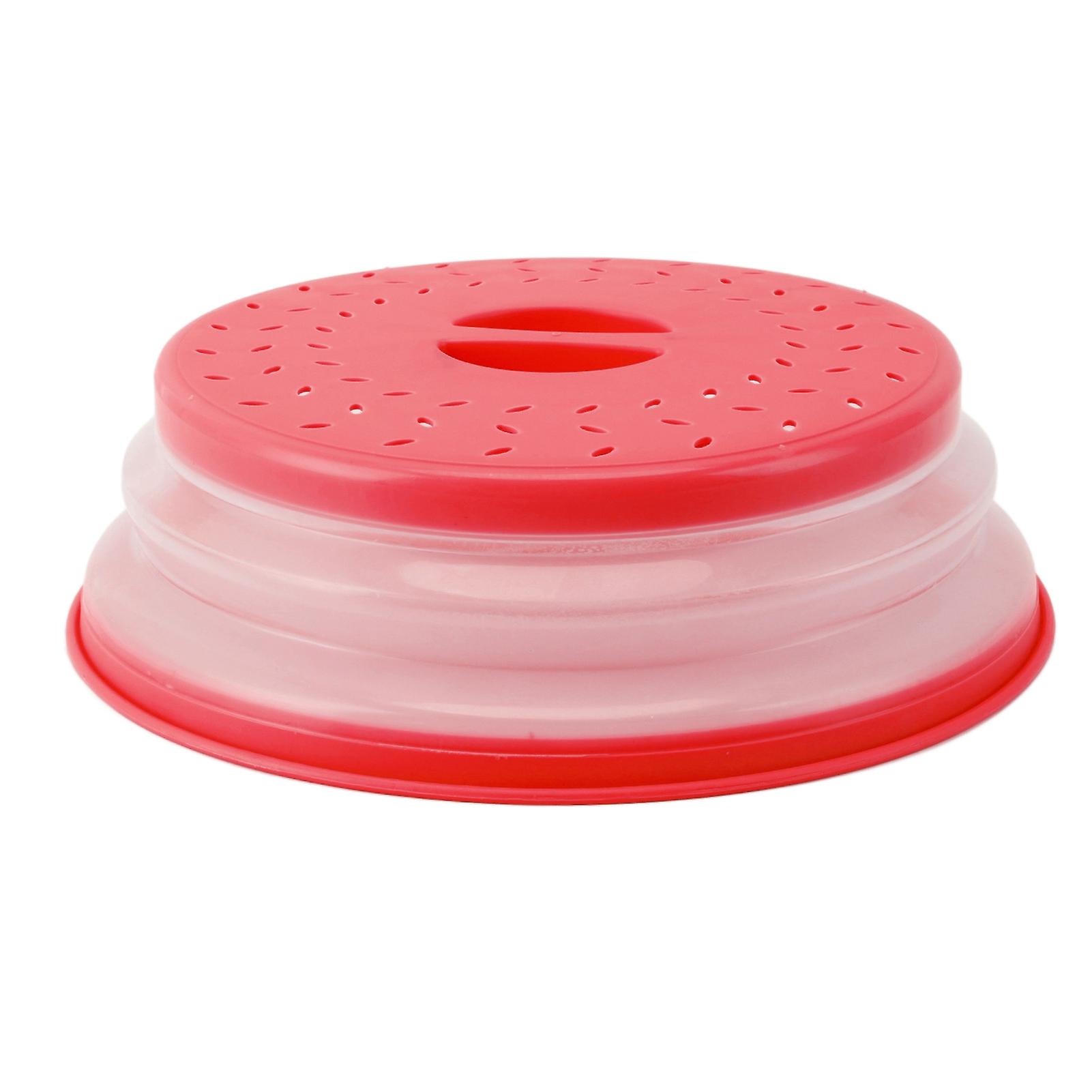 Couvercle anti-éclaboussures pour micro-ondes, universel, multifonctionnel, ventilé, pliable, pour rafraîchir les aliments, rouge