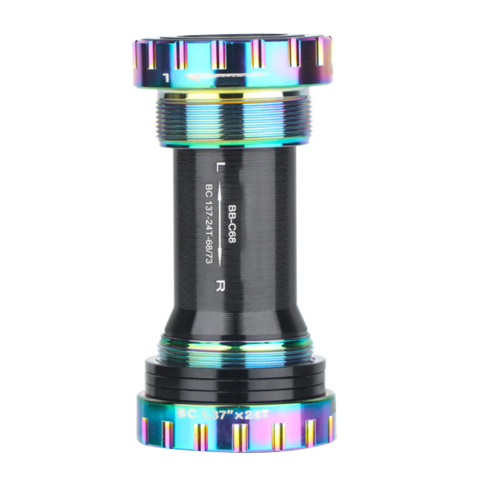 Bike Bottom Bracket Aluminum Alloy Resin Rust Prevention Long Durability for Mountain Road Bikes HASSNS M68 Threaded Dazzle Standard