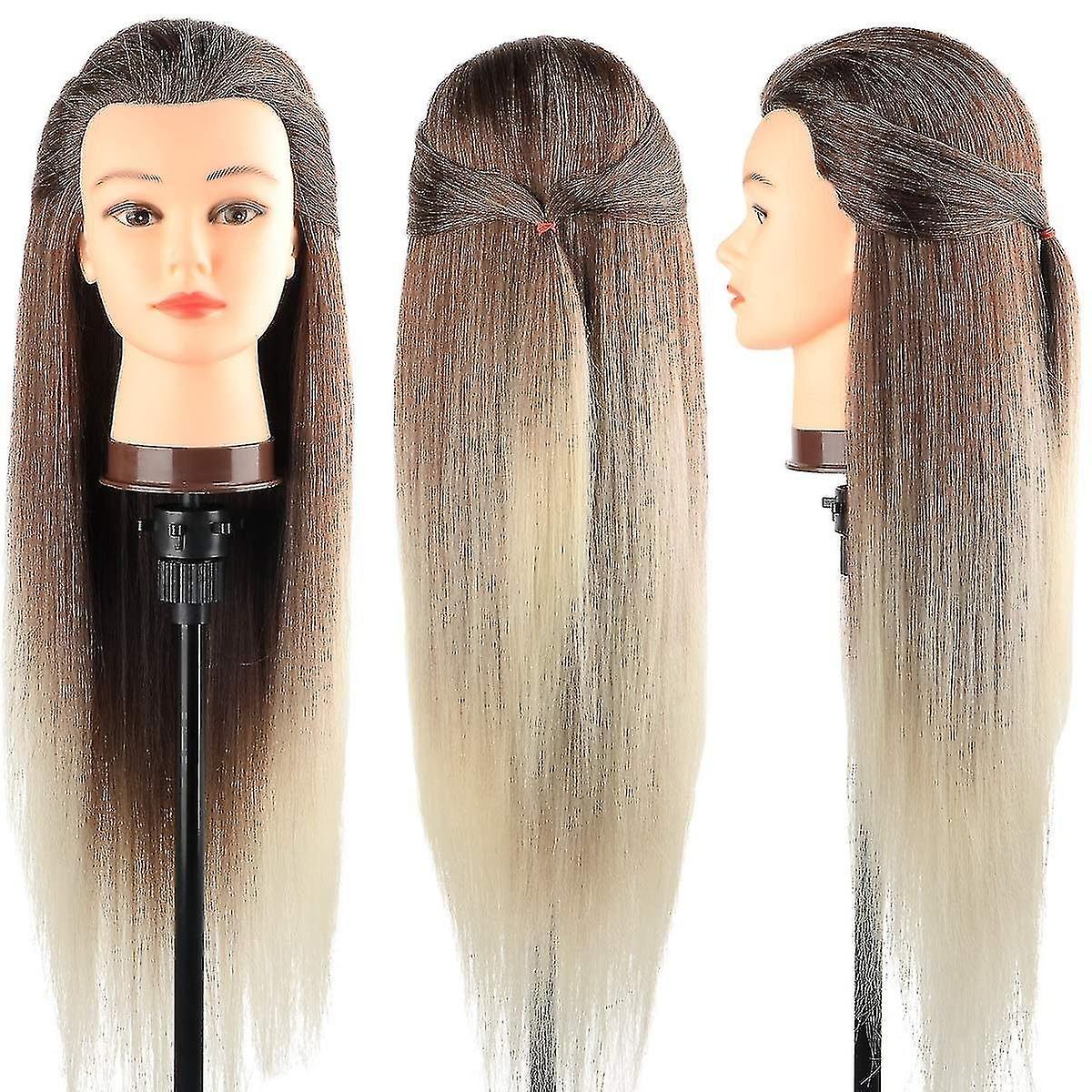 رأس التدريب ، 26-28 بوصة رأس تصفيف الشعر 100 ٪ الاصطناعية الجمال نموذج دمية عقال مشبك مجاني ل 