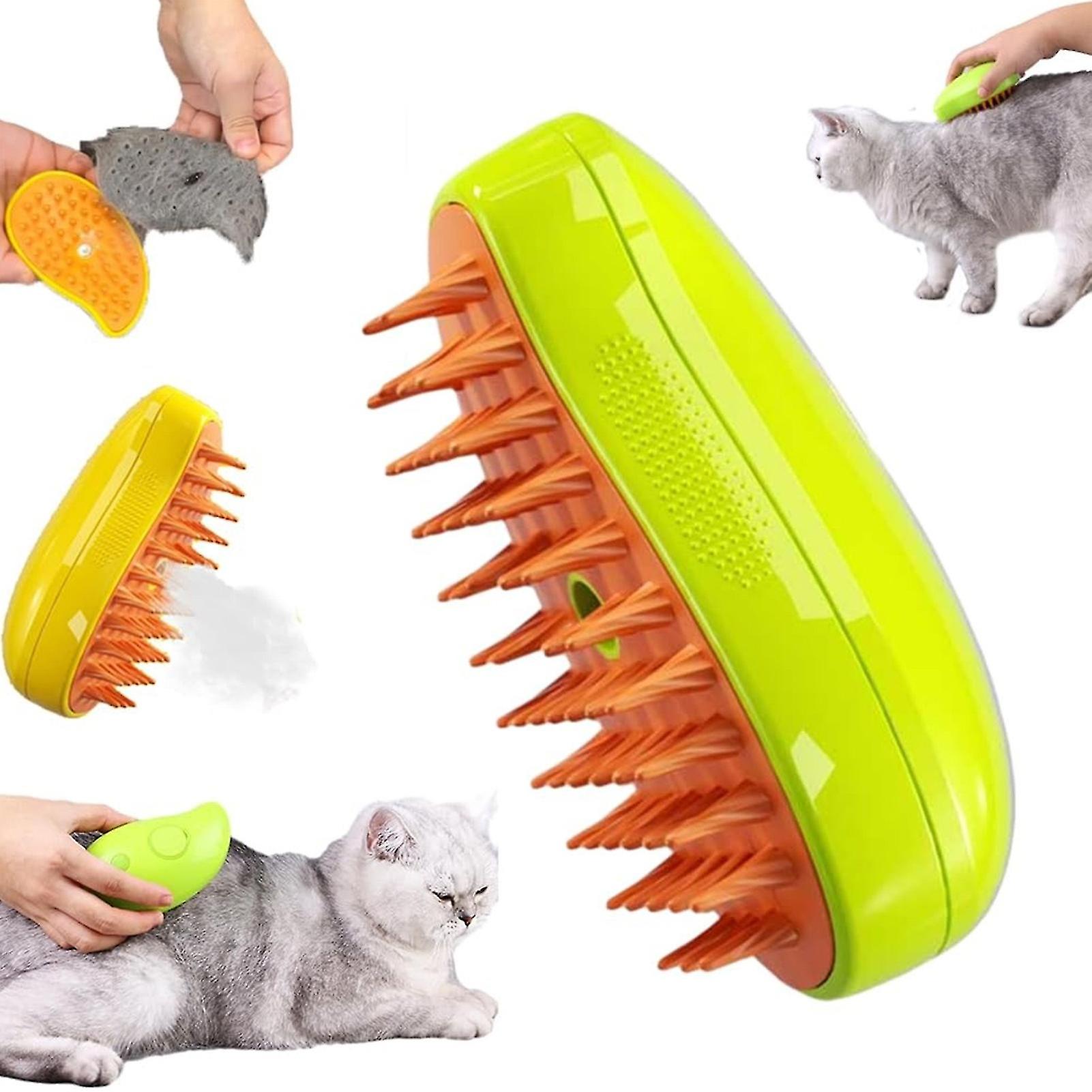 Brosse à vapeur pour chat 3 en 1 facile à utiliser pour animaux de compagnie brosse de massage pour animaux de compagnie pour enlever les poils emmêlés