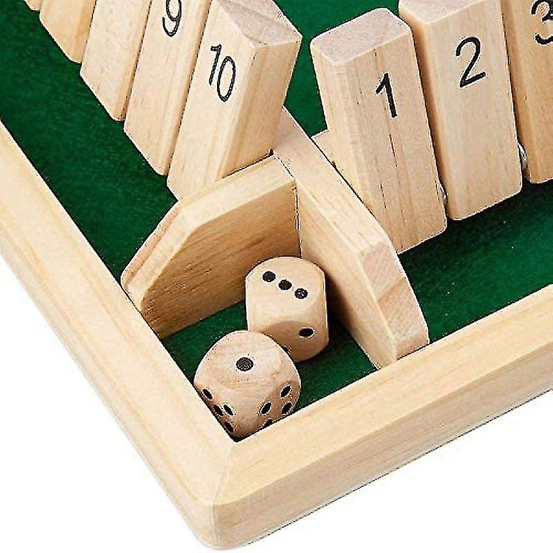 Wooden Board Game, 4 Players Shut The Box Dice Game