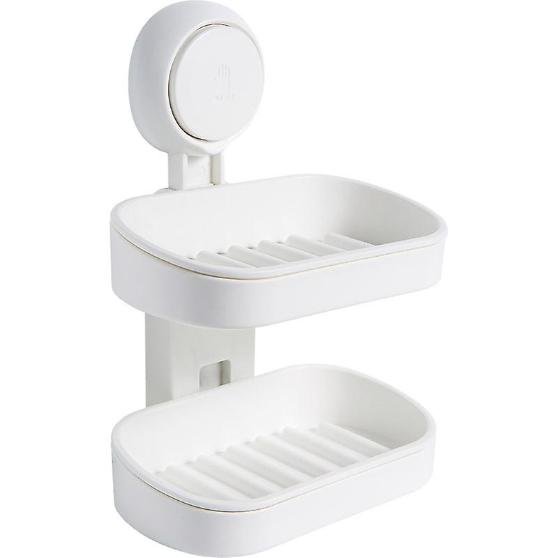 Doppelschicht Seifenschale mit Saugnapf Seifenhalter, Double Layer, Starker Schwammhalter für Dusche, Bad, Wanne und Küchenspüle, Ohne Bohren, Herausn