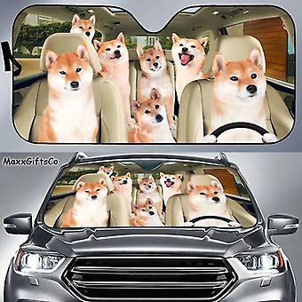 Shiba Inu auto zonnescherm, Shiba Inu voorruit, honden familie zonnescherm, honden auto accessoires, auto decoratie, cadeau voor papa, mama ~ 23581