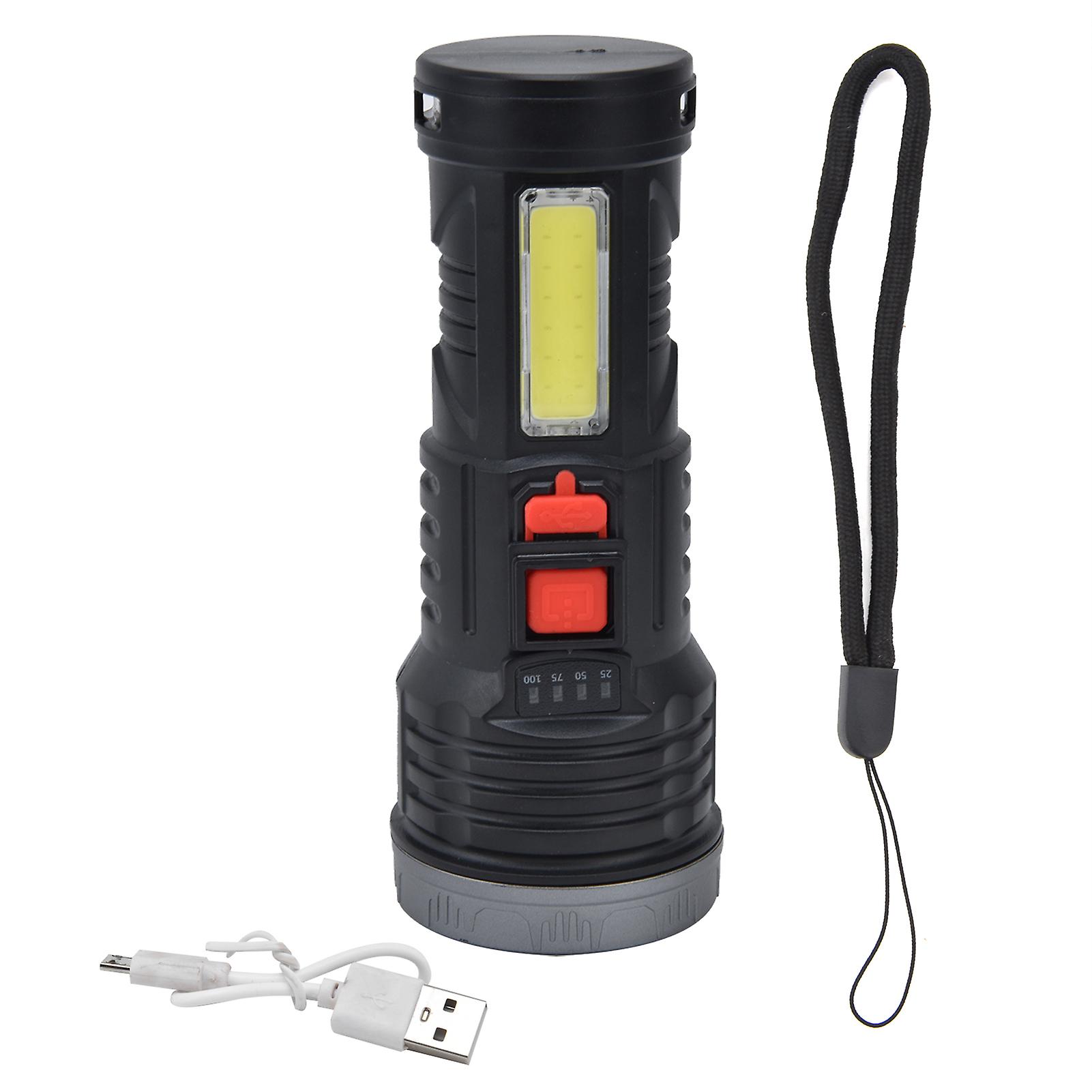 LED Flashlight with COB Sidelight USB Charging Ultra Bright Flashlight Portable Eletric Torch for Outdoor