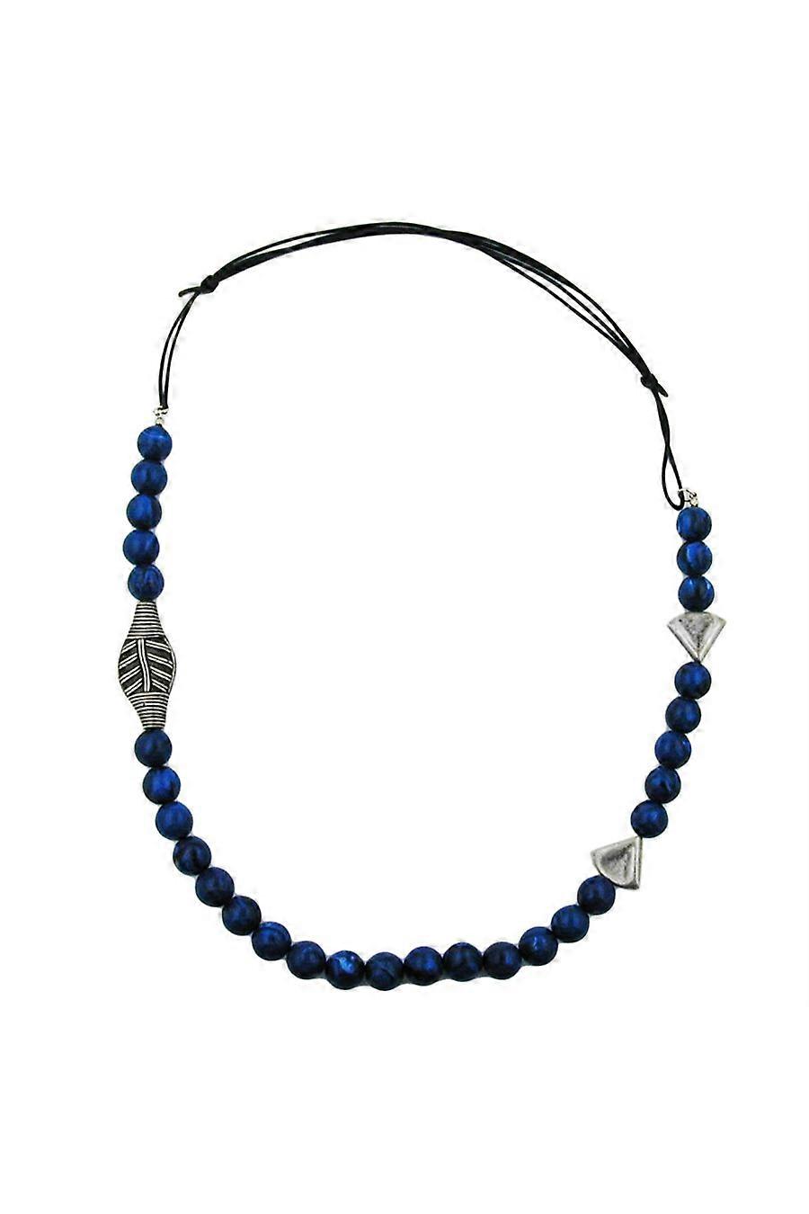 Necklace Blue Beads Long - Gl01104