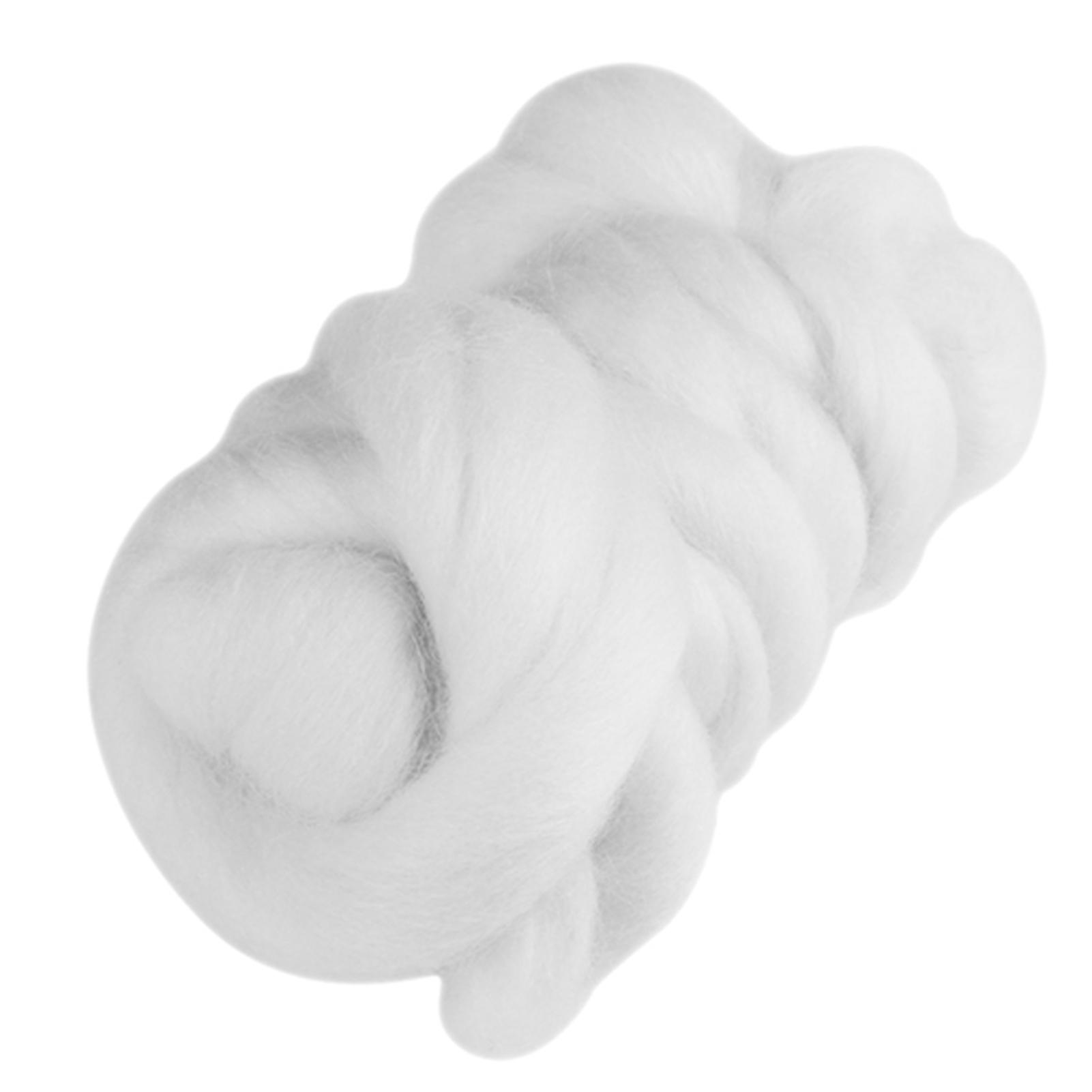 55g Colored Needle Felting Wool Roving Spinning Sewing Trimming Handiwork Material (White)