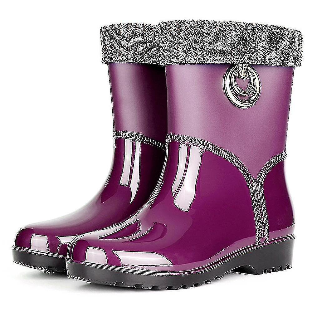 المرأة الدافئة تصطف ويلينغتون قصيرة ويلز المطر أحذية الثلج أحذية