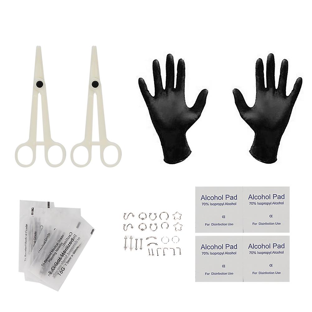 nese stud piercing nese ring engangs mage kroppssmykker piercing verktøysett sett