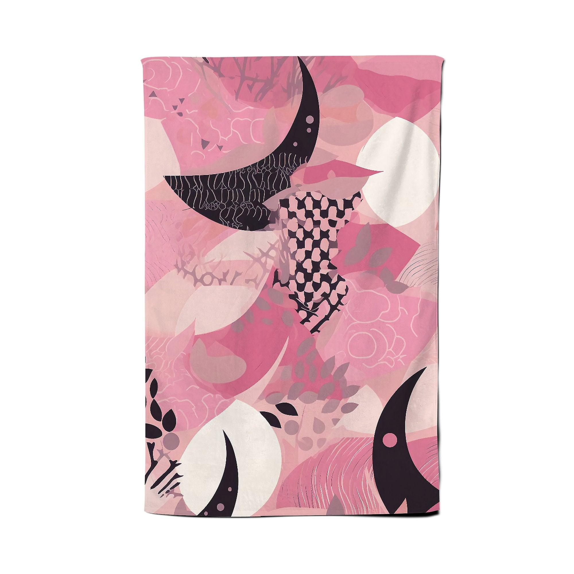 Abstract Pink Moon Pattern Tea Towel