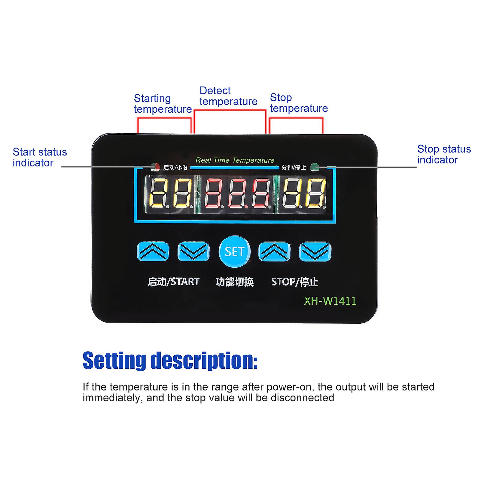 Three-window display temperature controller with temperature control from -19 to 99°C, suitable for air conditioning systems