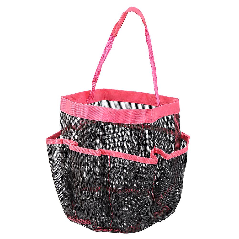 Folding Portable Multiple Pocket Mesh Bag Net Storage Organizer Bathroom Accessories (Rose Red)