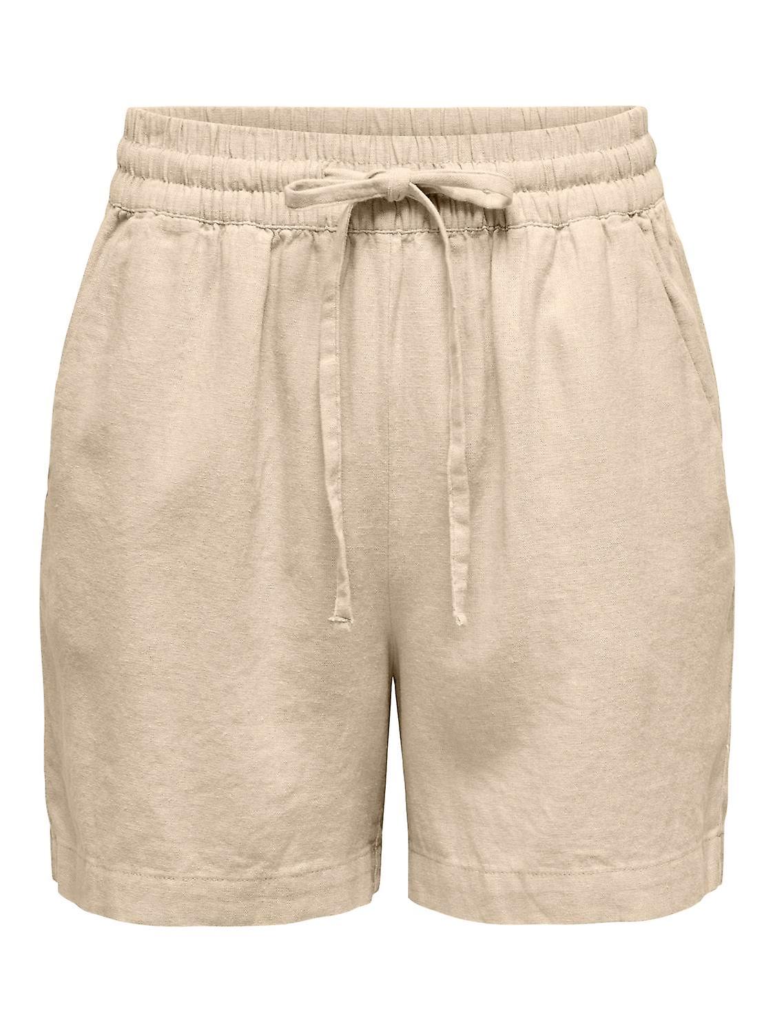 JDY Women's High Waist Loose Fit Shorts Elastic Waist Drawstring Side Pockets