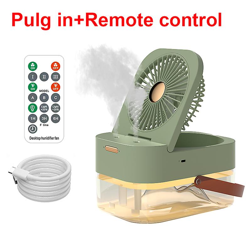 مروحة المرطب مروحة محمولة قابلة لإعادة الشحن تبريد الهواء مرطب الهواء تعميم مروحة سطح المكتب مع ضوء الليل أضعاف التحكم عن بعد