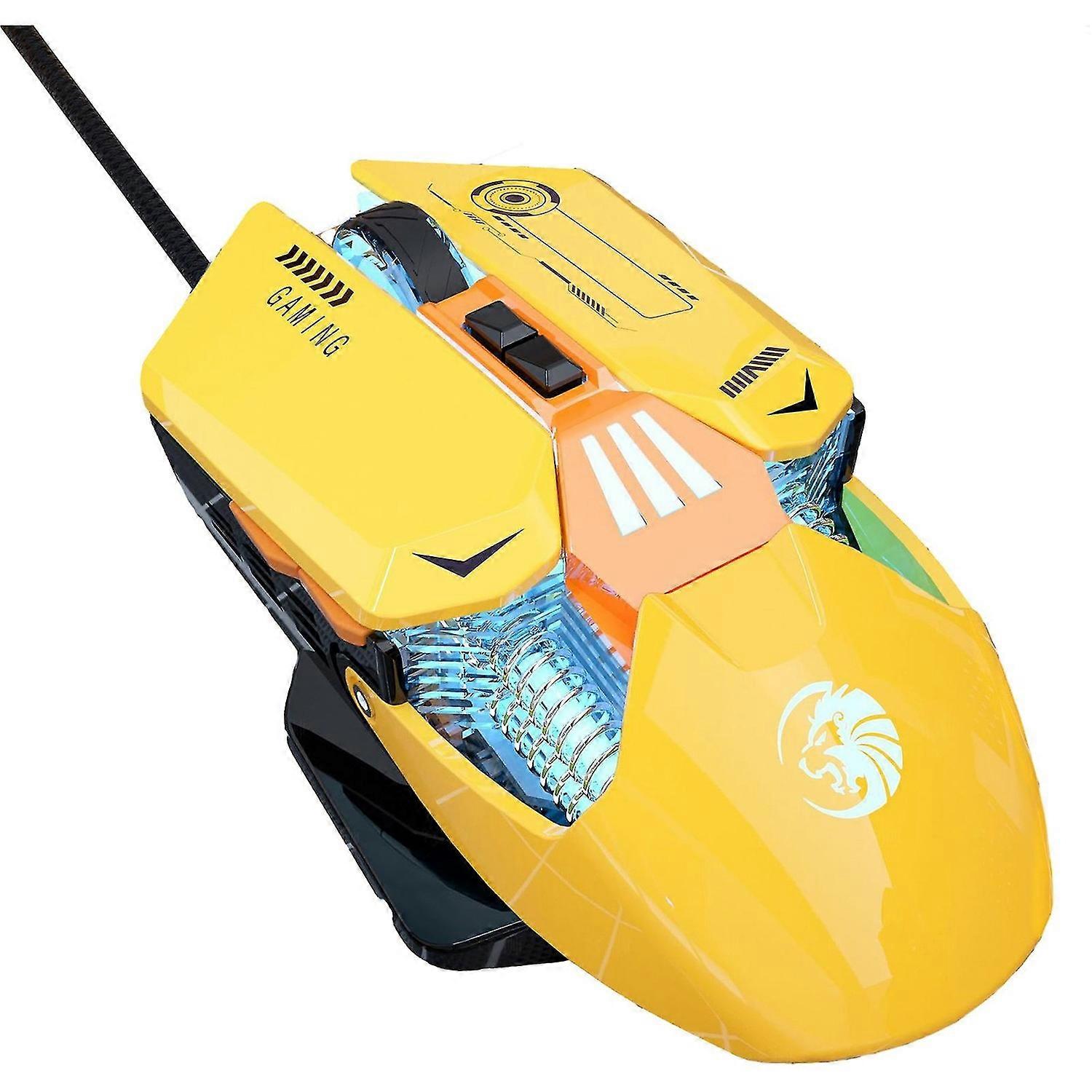 Wired Mechanical Mouse Cool Mecha Style Gaming Mouse 7200DPI Adjustable 7 Keys Macro Programming Mic