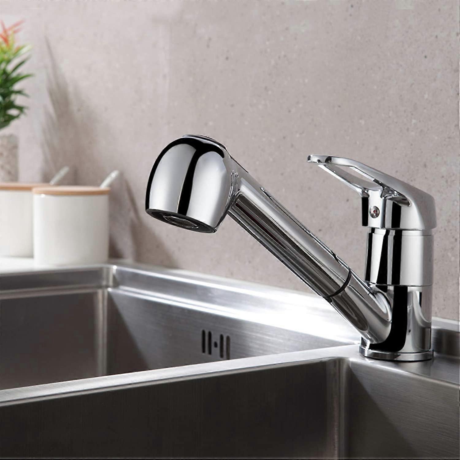 Single lever kitchen faucet with 2 jet types, pull-out shower faucet, kitchen sink faucet, faucet with 360 swivel chrome single-lever mixer tap for k