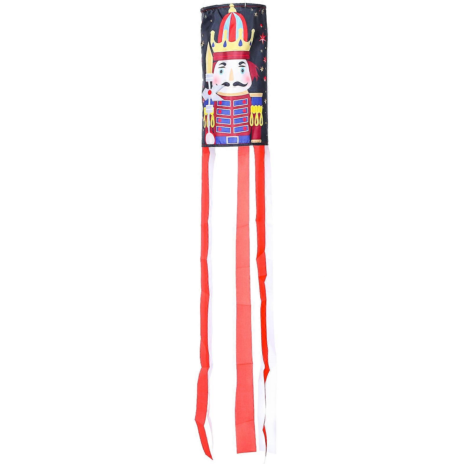 Adorable Nutcracker Pattern Windsock Outdoor Hanging Flag Ornament Party Decor Windsock