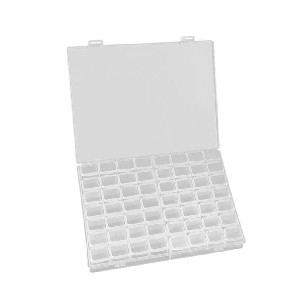 1 Set of 56 Compartment Manicure Sequin Box Removable Nail Art Glitter Diamonds Transparent Storage Box